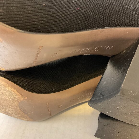 Lafayette 148 Booties 39 Black Knit Stretch Heels - Picture 10 of 10